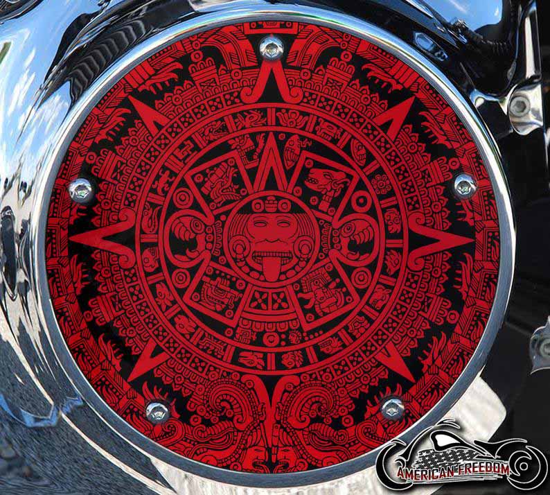 Custom Derby Cover - Aztec Calendar (Red)